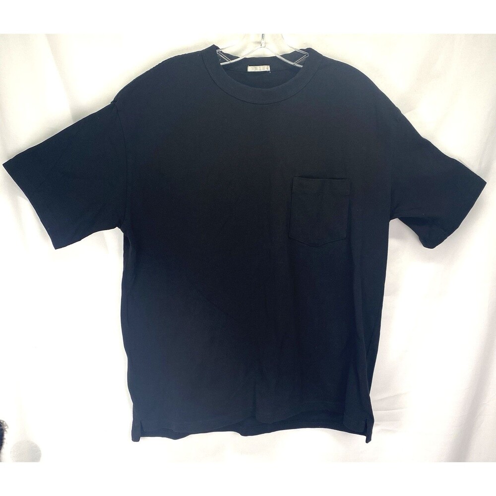 GU by Uniqlo Men's Crew Neck T-Shirt Black Size L 100% Heavy Cotton Pocket